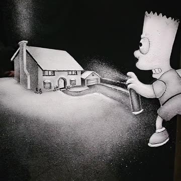 Simpsons window Created with snow spray