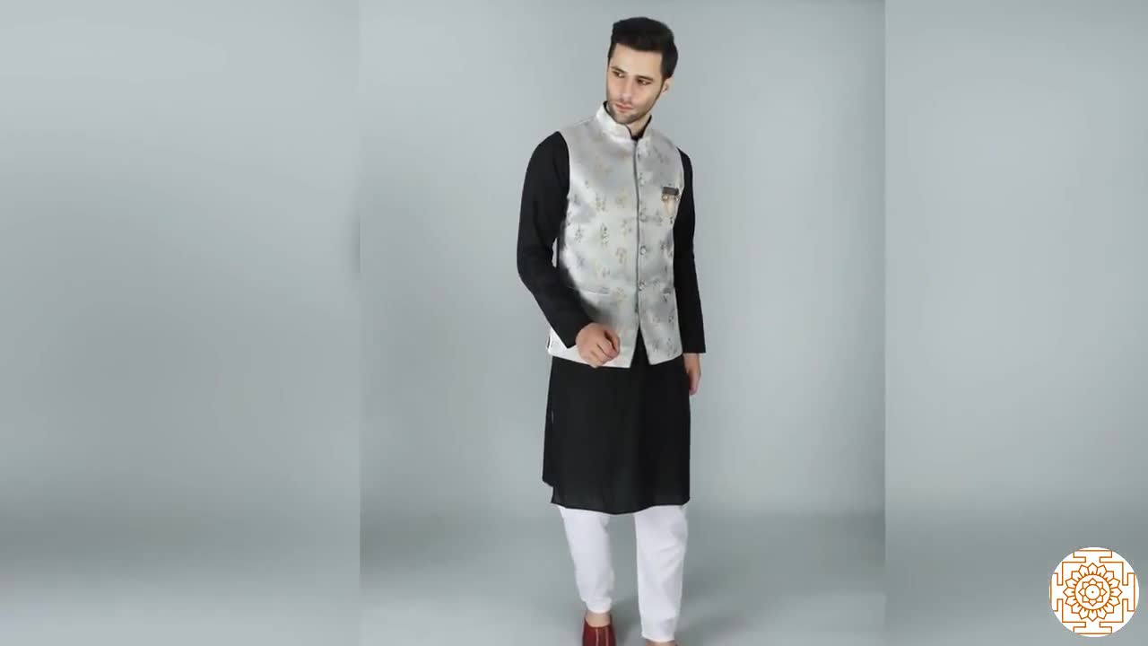 Ethnic Party Wear Floral Brocade Bundi Waist Coat