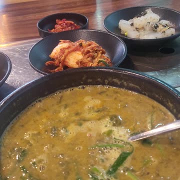 Grind eel mud fish soup at Korean restrant
