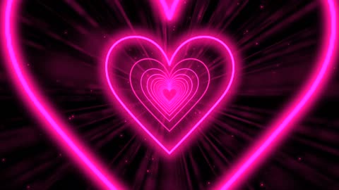 007. Heart Tunnel💗Pink Heart Background Neon Heart Background Video Wallpaper Heart