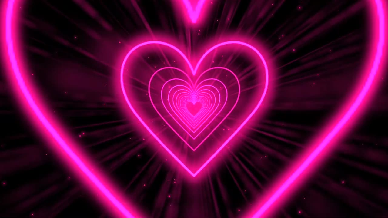 007. Heart Tunnel💗Pink Heart Background Neon Heart Background Video Wallpaper Heart