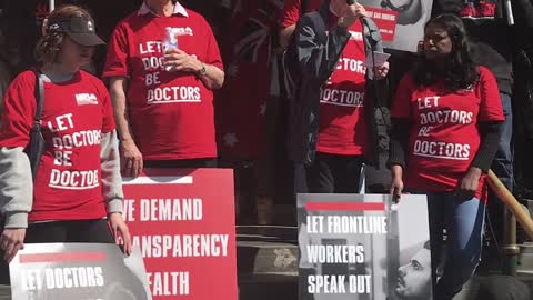 Doctors from AMPS speaking at Flinders Street Station, From the Melbourne Rally 24th September 2022.