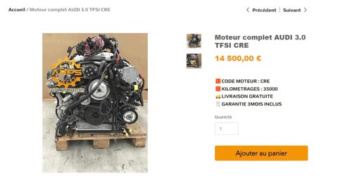 AEPSPIECES.COM - Moteur complet AUDI 3.0 TFSI CRE