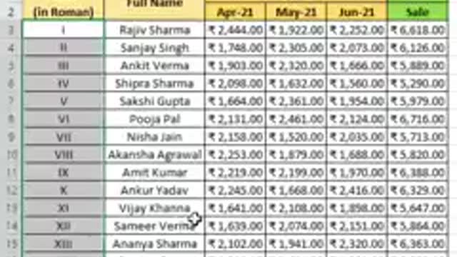 Trick to make roman serial number in excel