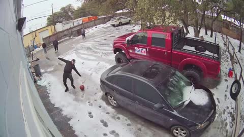 Guy Slips Hilariously Chasing After His Basketball In The Backyard