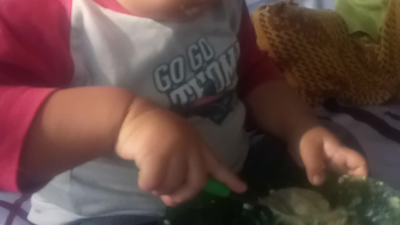 cute baby eating