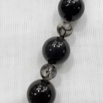 Handmade + Knotting Unique 20” Necklace with Agate, Onyx, Blue Goldstone