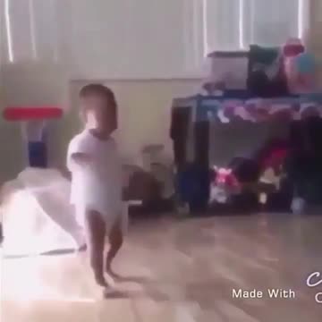 Baby lifts weight vine