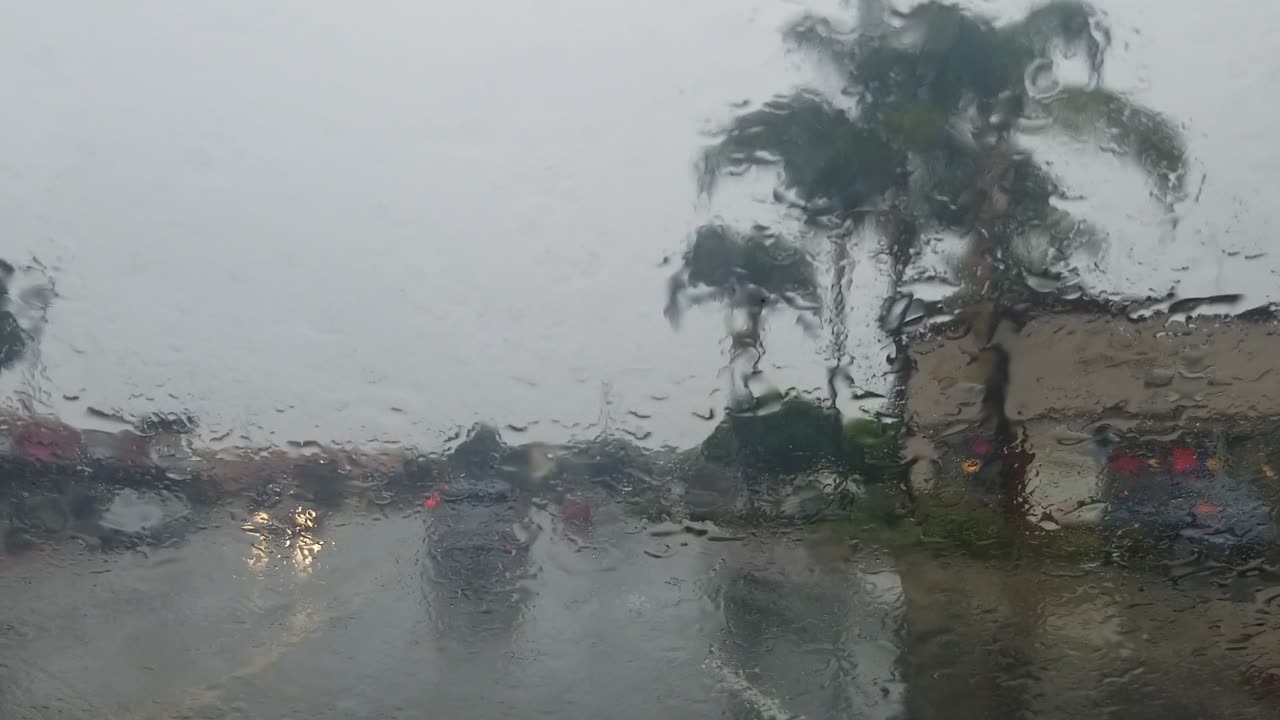 Driving during Hurricane Hilary in CA