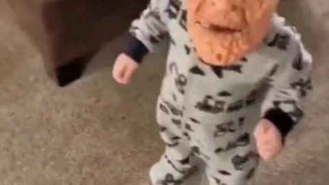 Toddler scares his older sister. Funny!