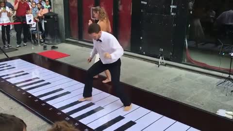 Playing piano on the street amazing