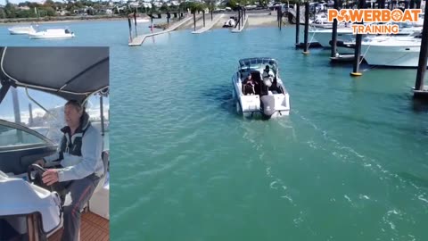 Parking (coming alongside) a boat ramp with the wind astern (behind)