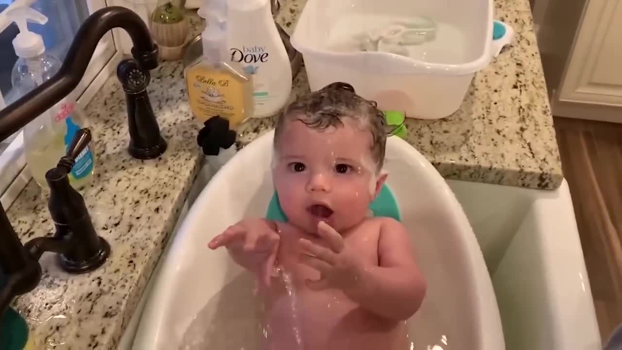 Where Are You Looking At? Funniest Baby Bath Time LOL ! Cute Video