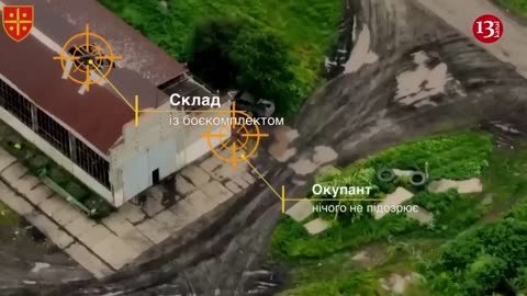 Russians carrying ammunition to their warehouse were shelled along with equipment they hid