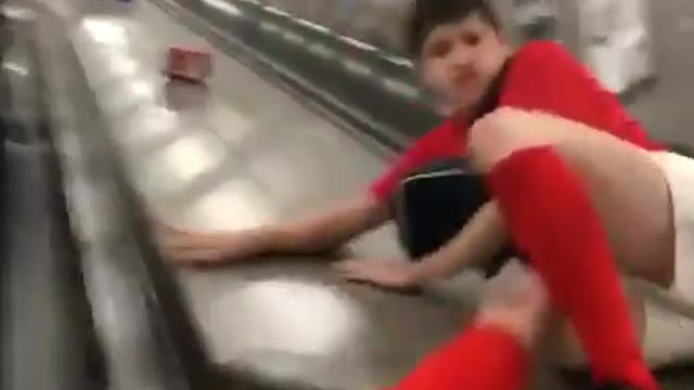 Unique way to go down stairs