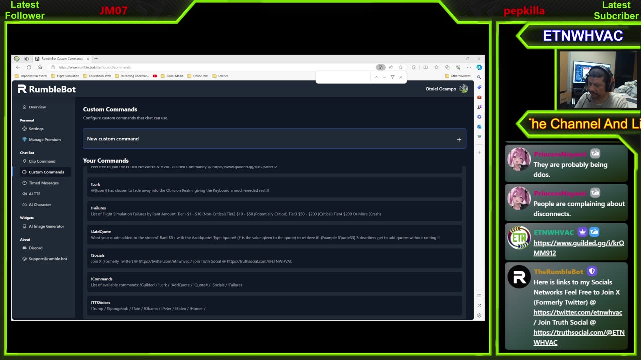 Configuring The RumbleBot!!! Automated Messages and TTS!!! While Listening To WeAreTheShow!!!