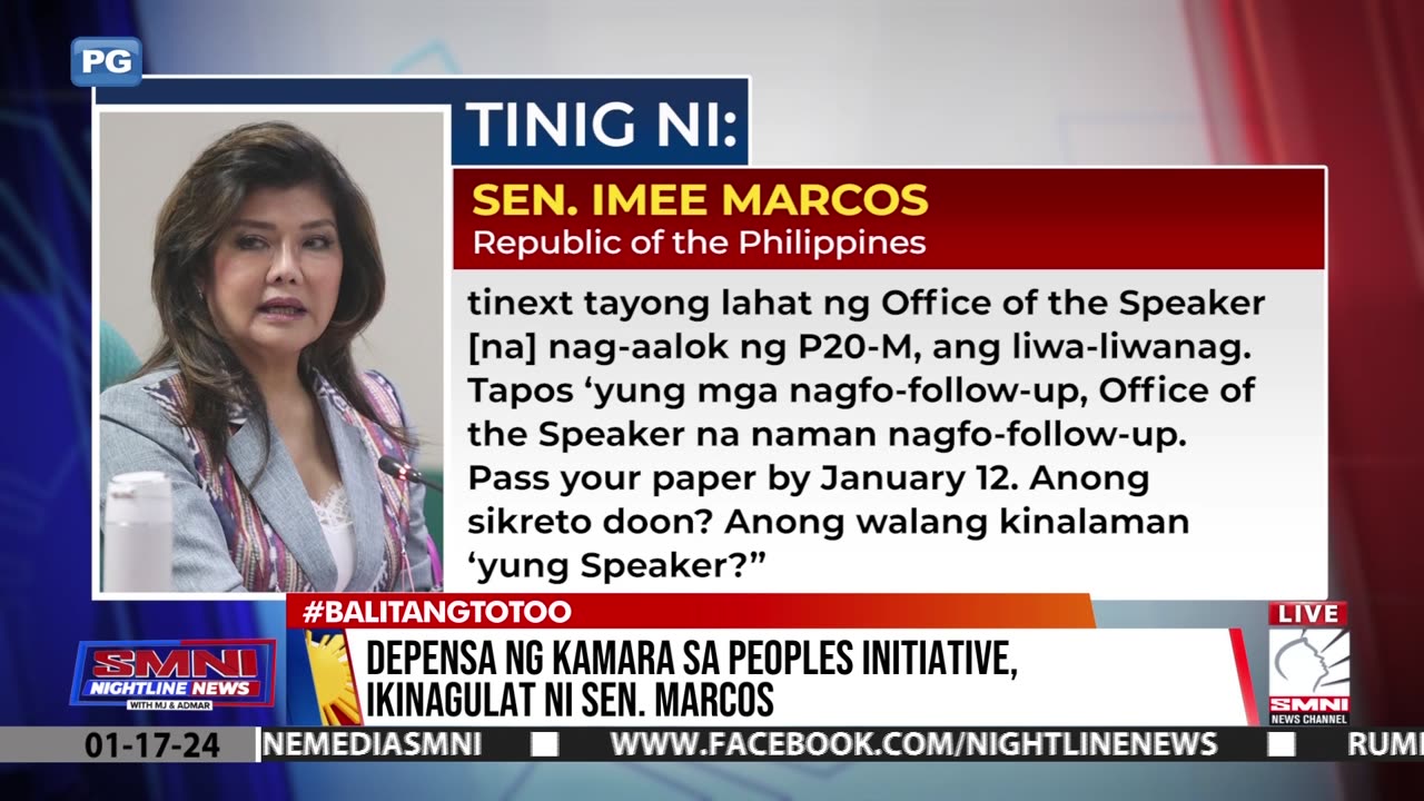Depensa ng Kamara sa Peoples Initiative, ikinagulat ni Sen. Marcos