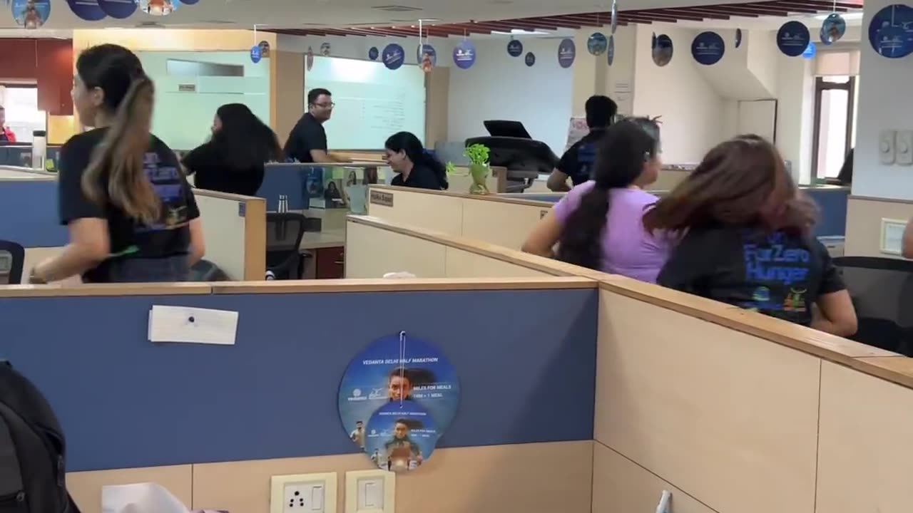 Girls are dancing in the vedanta office