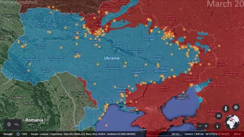 Russo-Ukrainian War 20th of March Mapped using Google Earth