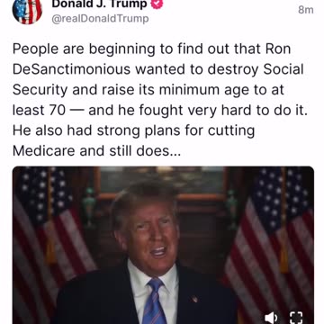 TRUMP❤️🇺🇸🥇EXPOSE RON DE SANTIS🎭PLANS TO DESTROY SOCIAL SECURITY🎪🤹🏻‍♂️