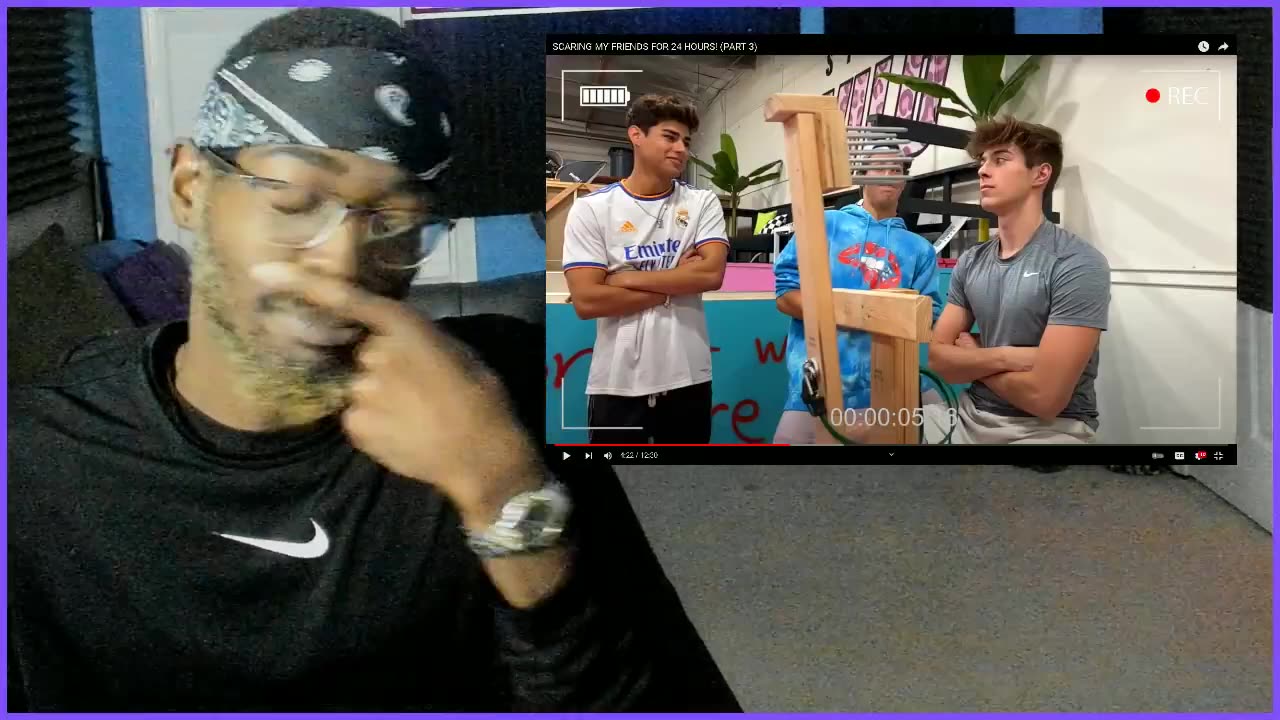 Ben Azelart SCARING MY FRIENDS FOR 24 HOURS! PART 3 altanta producer reaction