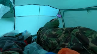 Waking up in the tent . Riverside wildcamping