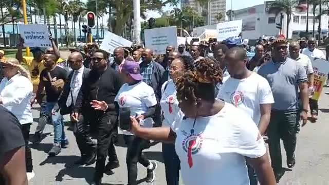 King Misuzulu taking part in a march against gender-based violence