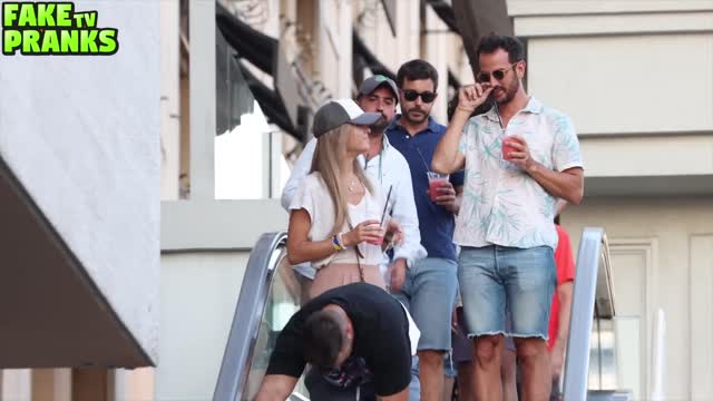 MAN THONG PRANK ON THE ESCALATOR__