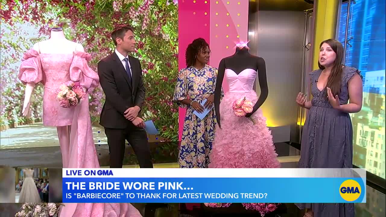 'GMA' bridal boutique brides say 'I do' to pink dresses