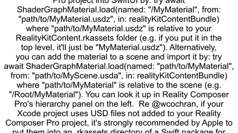 How can I programmatically load a custom material from Reality Composer Pro
