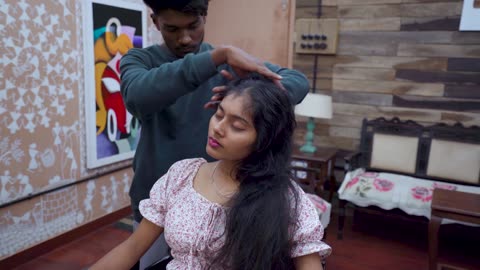 Long Hair Relaxation and Stress Relief Gentle Head Massage _ Indian Massage