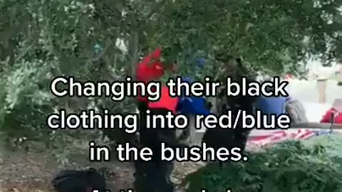 Footage of Paid/Fake Activists Rushing to Remove "MAGA/False Trump Flag" Costumes on Jan. 6