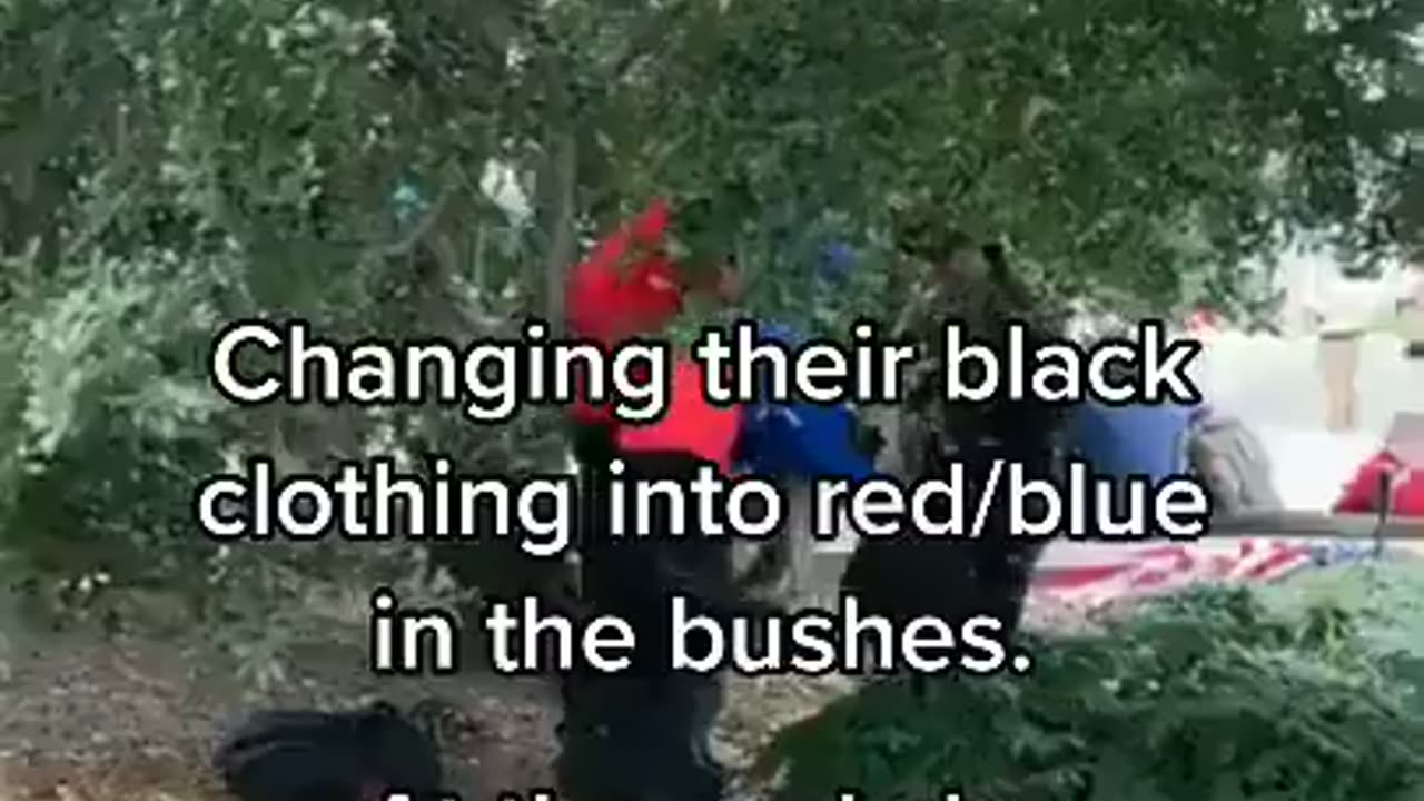 Footage of Paid/Fake Activists Rushing to Remove "MAGA/False Trump Flag" Costumes on Jan. 6