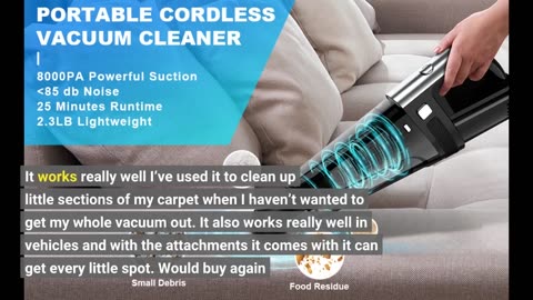 SAKOLD Handheld Vacuum Mini Portable Rechargeable Car #Vacuumcleaner-Overview