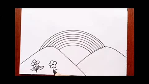 how to draw a Rainbow scenery drawing