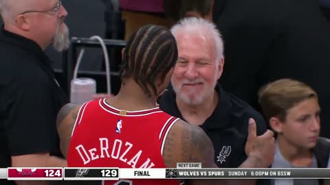 DeMar Shows LOVE to Popovich after DeMar Surpasses 20,000 career points