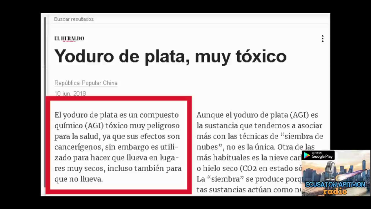 PORQUE NOS FUMIGAN CON YODURO DE PLATA?