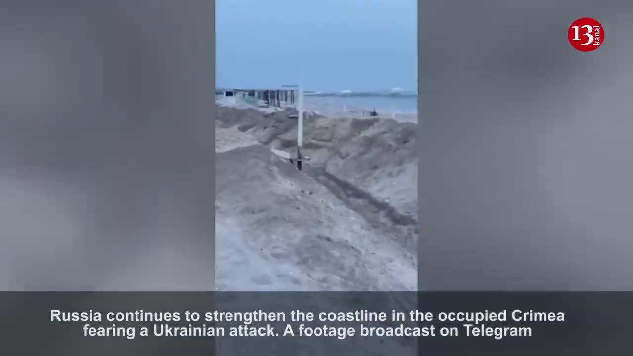 New footage from Crimea - Russians preparing to defend themselves by digging trenches on a sea coast