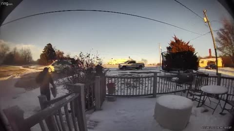 Ice Avalanche Misses Homeowner by Inches