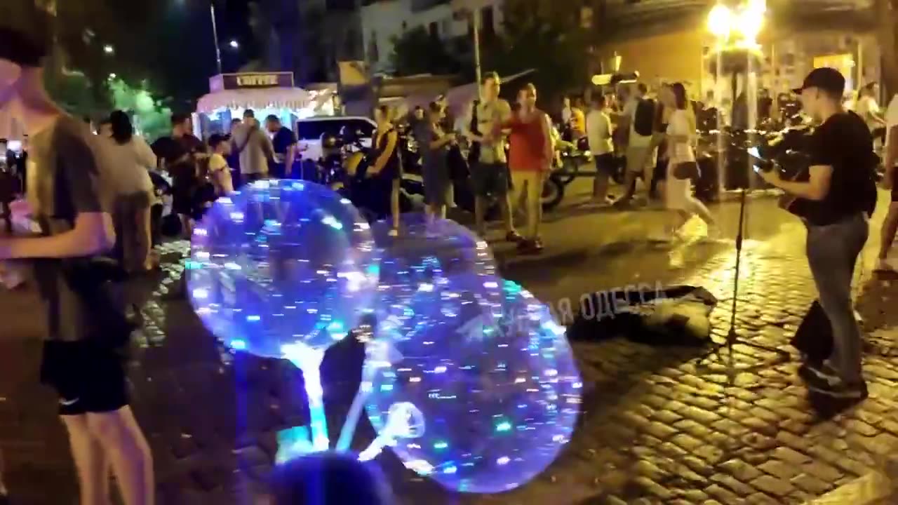 Odessa at night during and air raid siren.