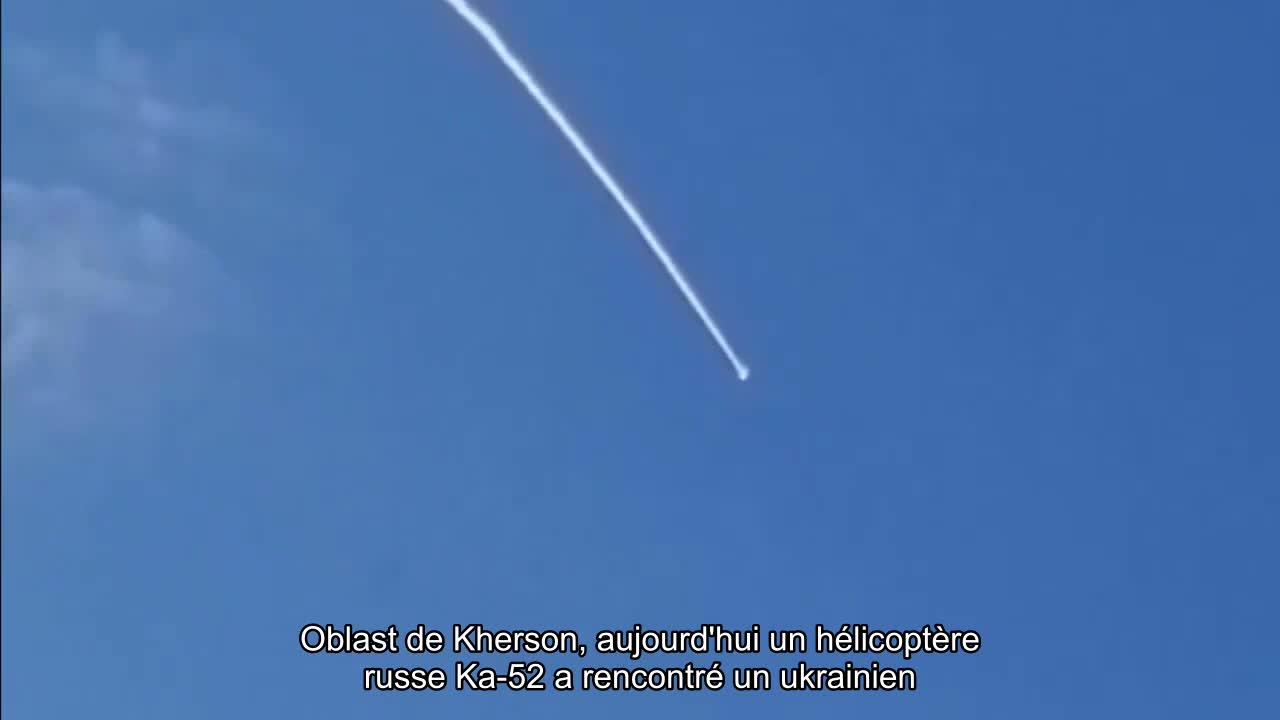 Kherson Oblast, aujourd'hui un hélicoptère russe Ka-52 a rencontré un missile ukrainien tiré depuis