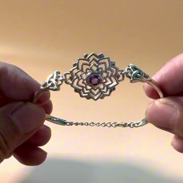 Inspired Illumination: Crown Chakra Celtic Silver Bracelet