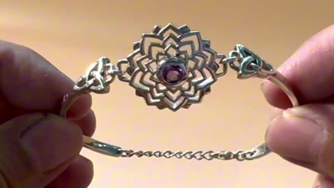Inspired Illumination: Crown Chakra Celtic Silver Bracelet