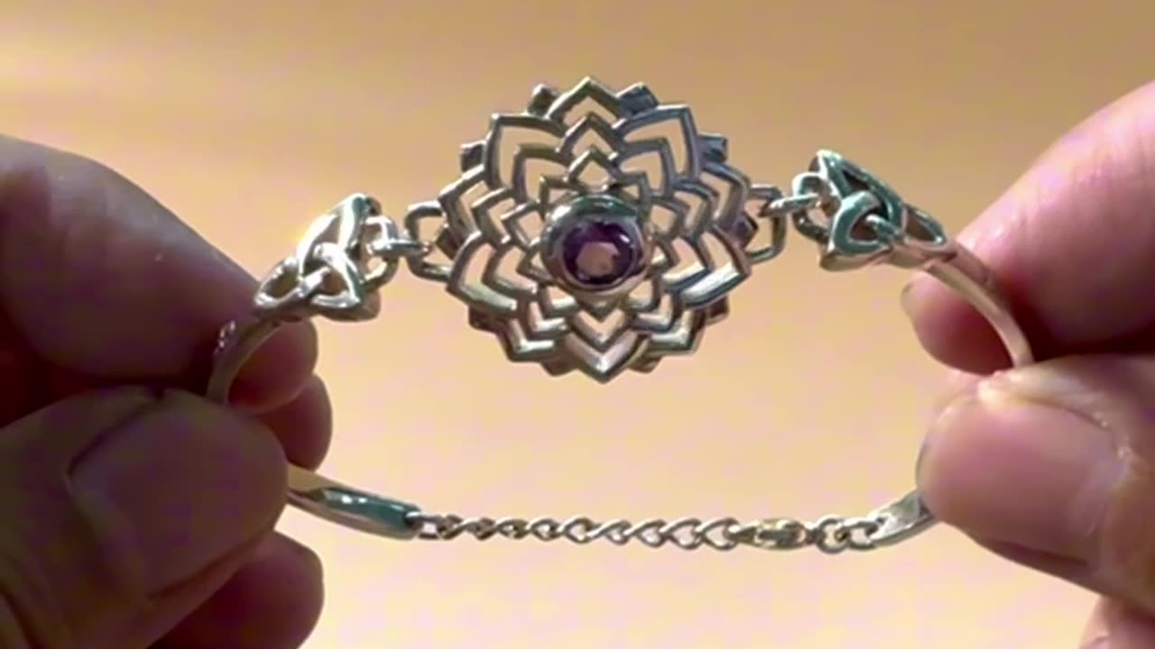 Inspired Illumination: Crown Chakra Celtic Silver Bracelet