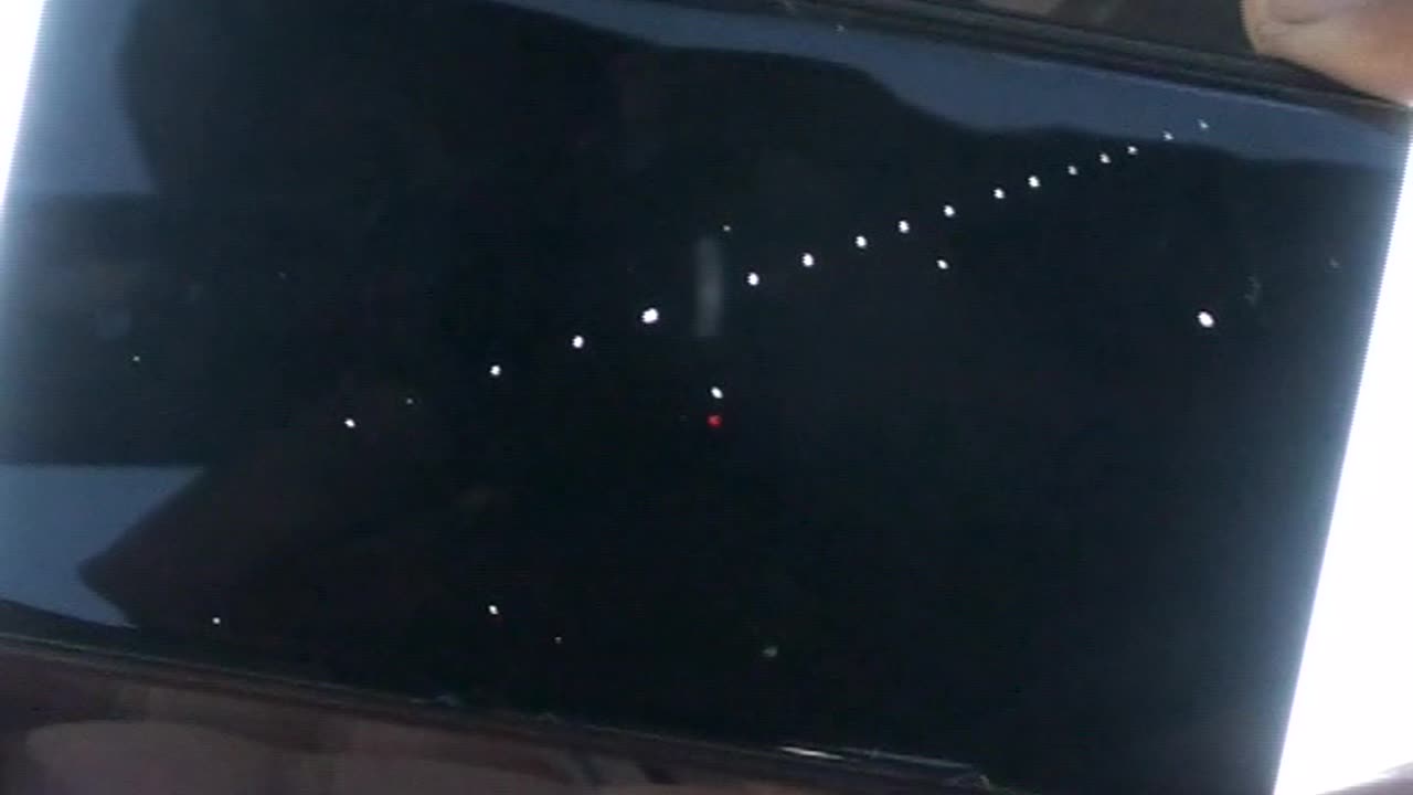 string of 17 lights move across sky in seconds