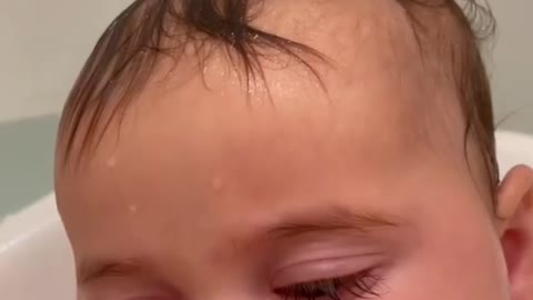 Baby Fall Sleep While taking a Bath 🥰🥰