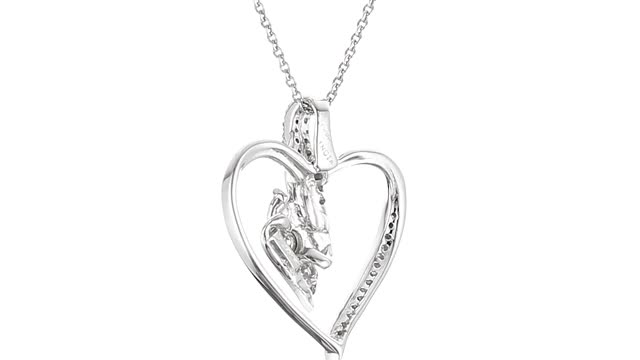 Sterling Silver Diamond 3 Stone Heart Pendant Necklace (1/4 cttw), 18"