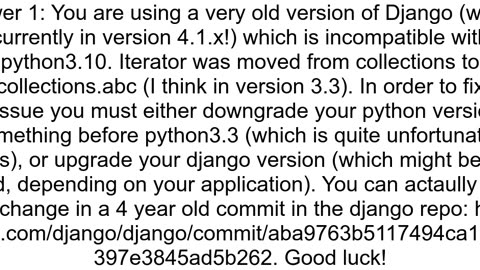 AttributeError module 39collections39 has no attribute 39Iterator39 python 310 django 20
