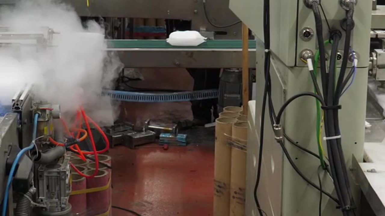 process of producing cool dry ice. Dry ice plant in Korea