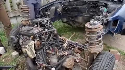 Disassembly of abandoned automobile engine